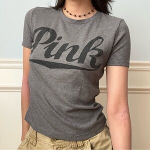 PINK Victoria's Secret grey ribbed tee